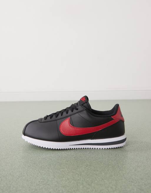 Nike Cortez leather sneakers in black and red, 2 of 5