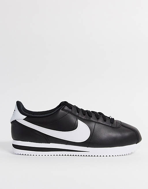 Nike cortez leather sneakers in black