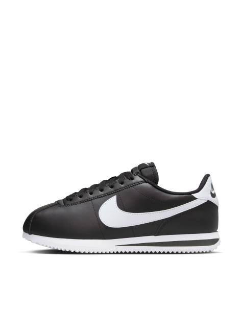 Nike cortez leather sneakers in black - view 1
