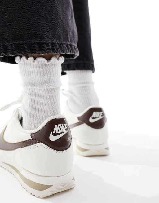 Nike Cortez leather sneakers in off white and cacao brown ASOS