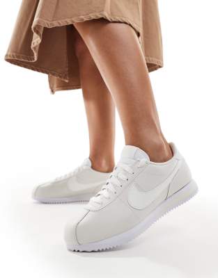 Nike Cortez Leather Sneakers In Off White