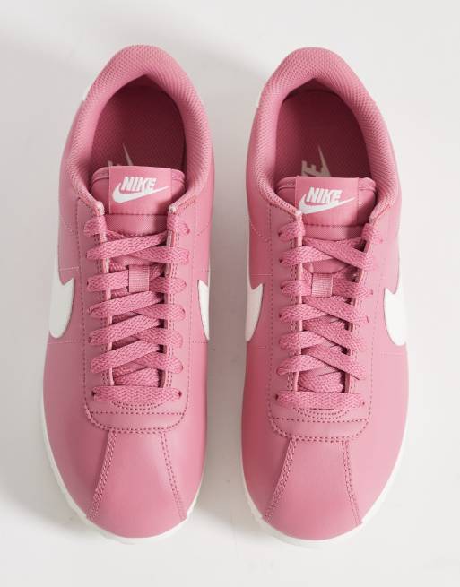 Nike Cortez leather sneakers in pink and white , 3 of 5