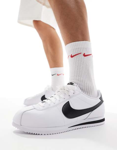 Nike Cortez leather sneakers in white and black - view 1