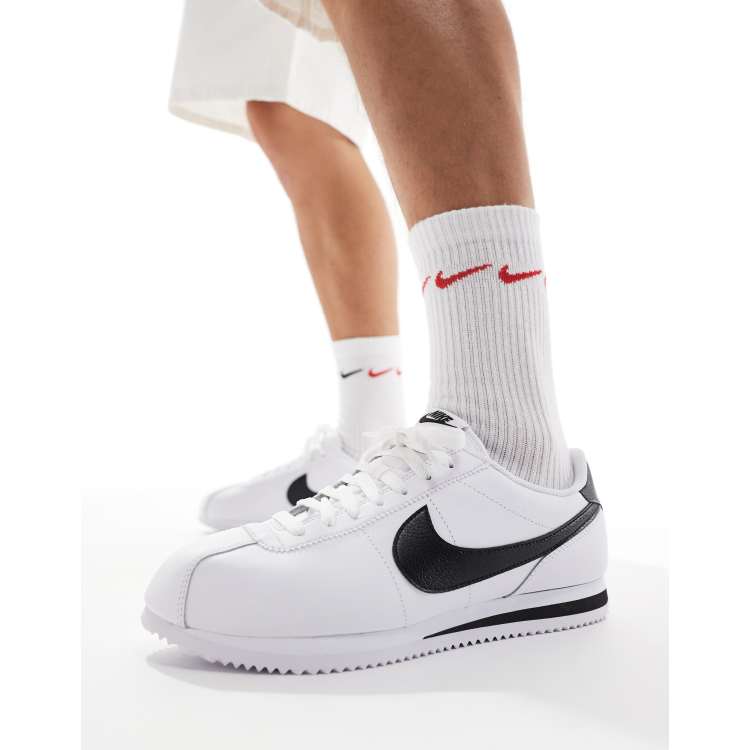 Nike Cortez leather sneakers in white and black