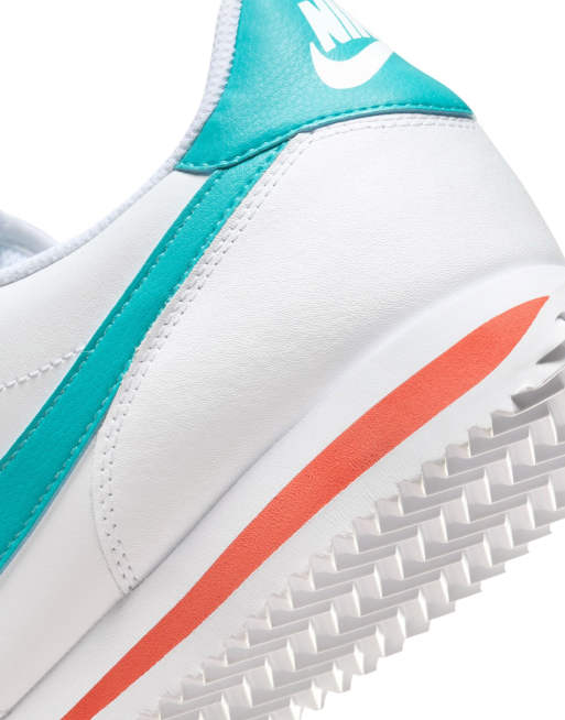 Nike Cortez leather sneakers in white and blue