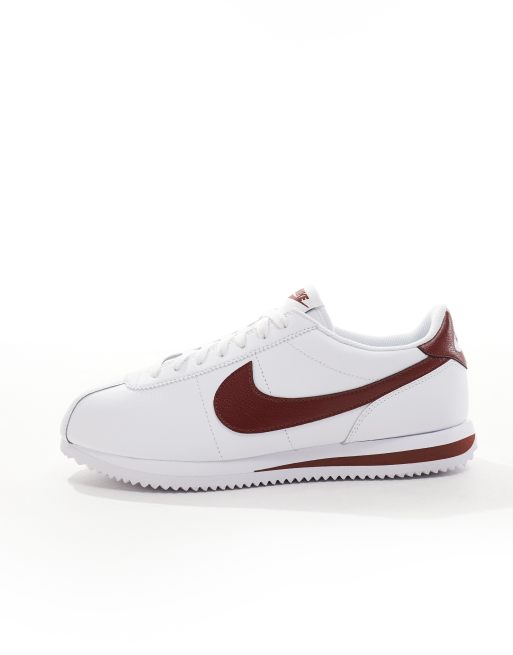 Nike Cortez leather sneakers in white and burgundy