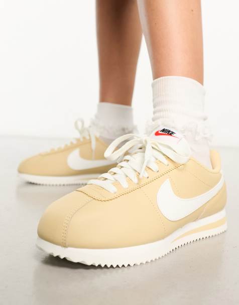 Nike Cortez leather trainers in beige and off white