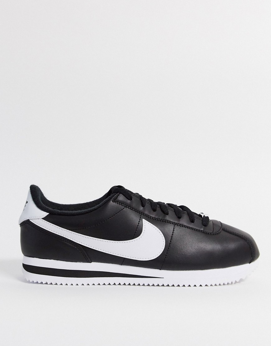 Nike Cortez leather trainers in black