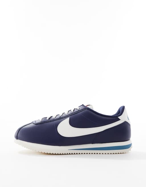 Nike cortez deals blue and white