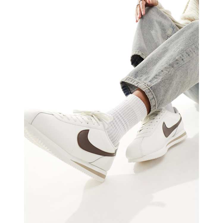 Nike Cortez leather trainers in off white and cacao brown ASOS