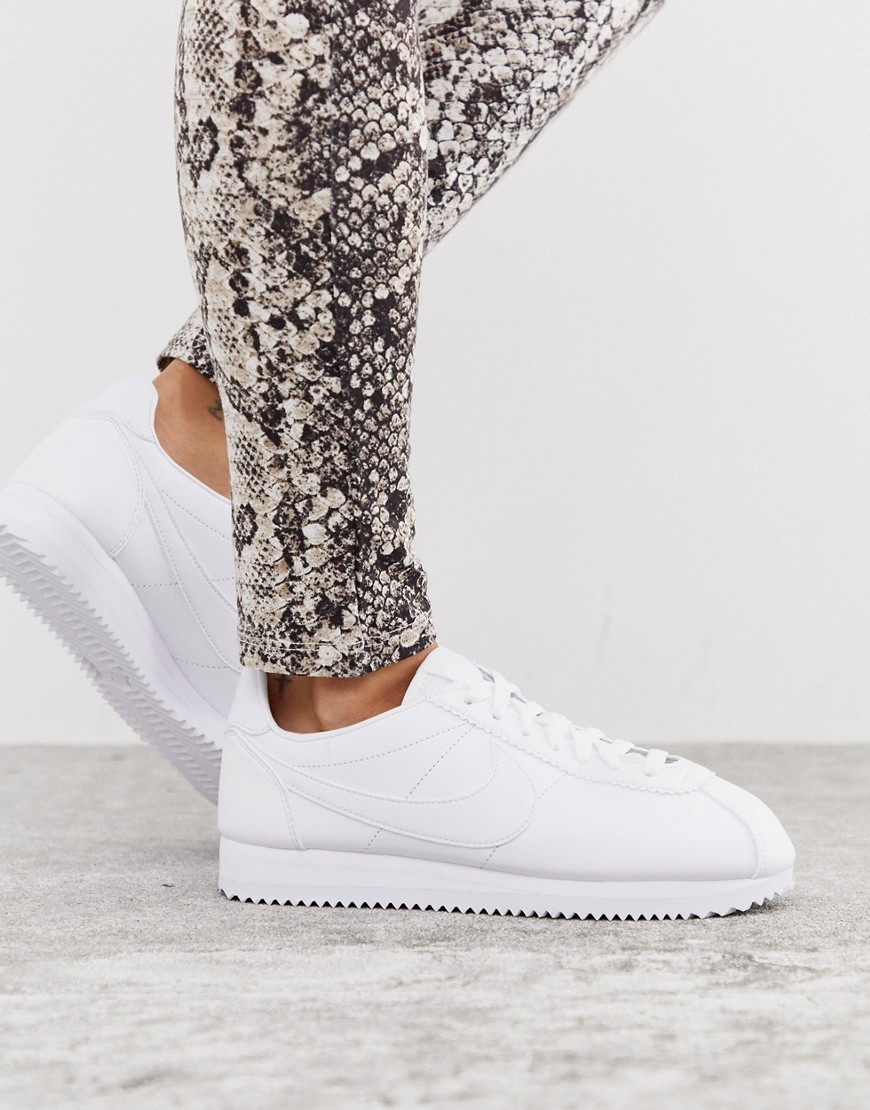 Nike Cortez leather trainers in triple white