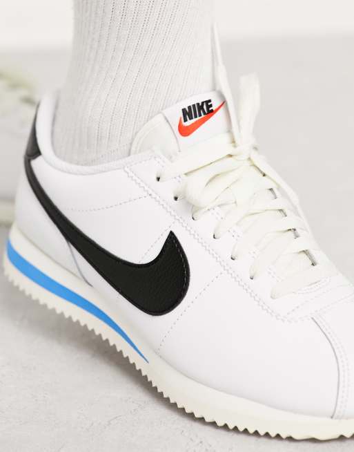 Nike Cortez leather unisex trainers in white and black ASOS