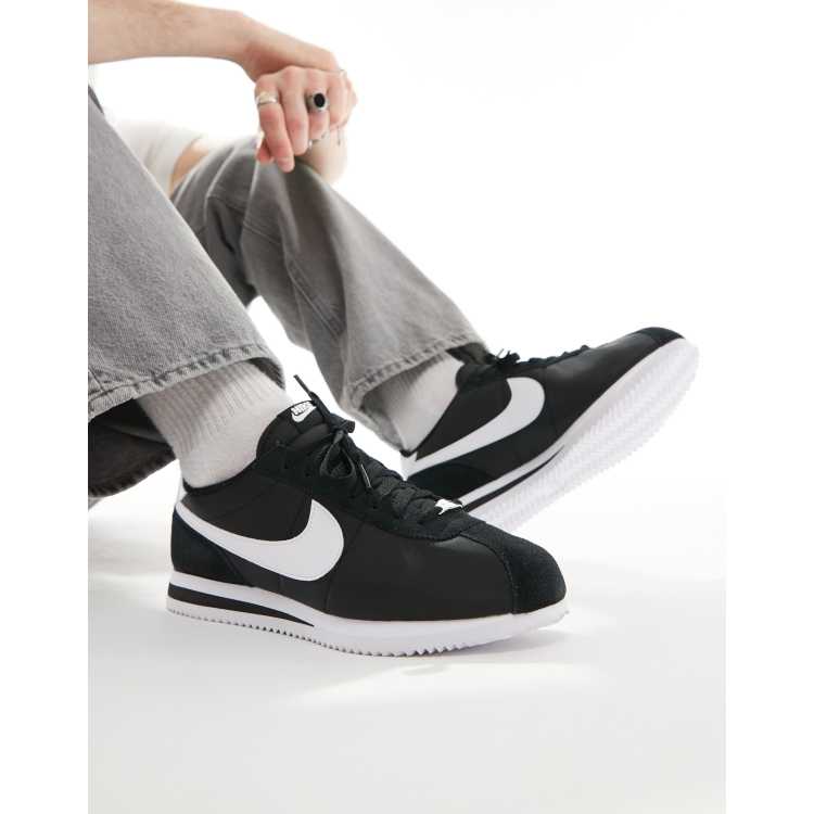 Nike Cortez nylon sneakers in black and white ASOS