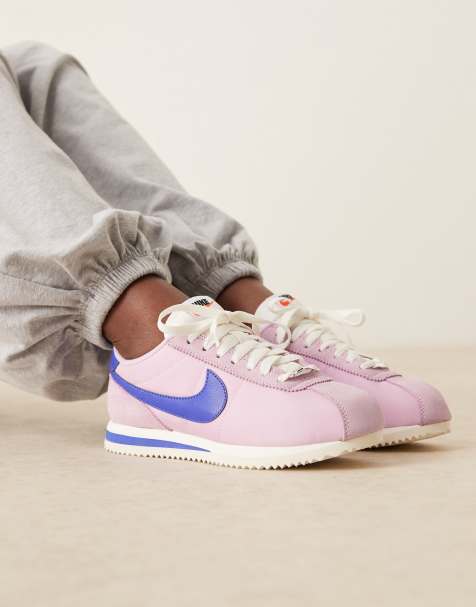 Nike Cortez nylon unisex trainers in pink and blue - view 1