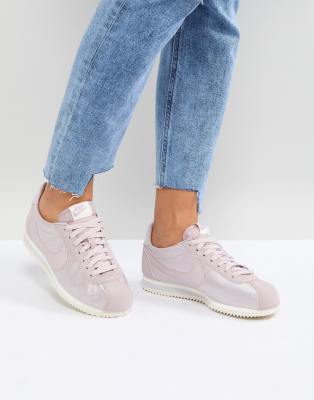 nike cortez trainers in pink nylon