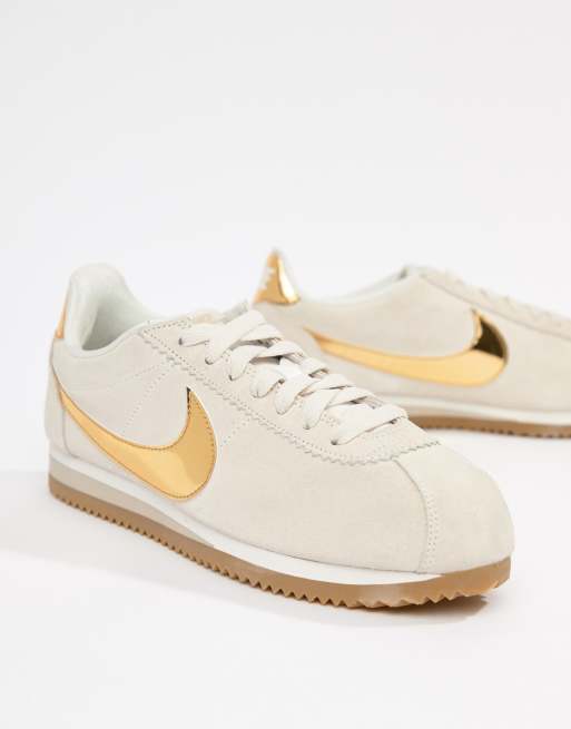 Nike cortez 2025 blanche et doré