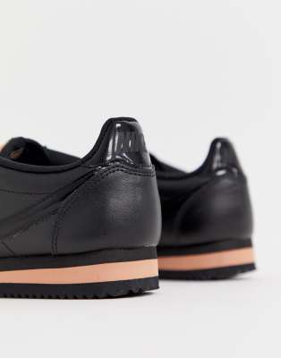 rose gold and black nike cortez