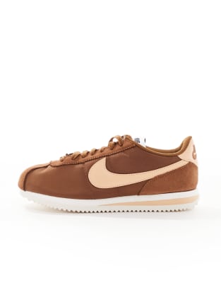 Nike Cortez Suede And Leather-trimmed Shell Sneakers In Brown