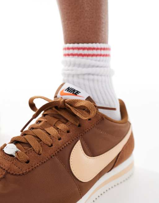 Sneakers Brown Leather Cortez Nike Cortez Sneakers In Brown Orange