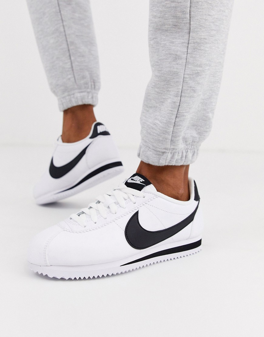 Nike - Cortez - Sneakers in pelle classiche bianche e nere-Bianco