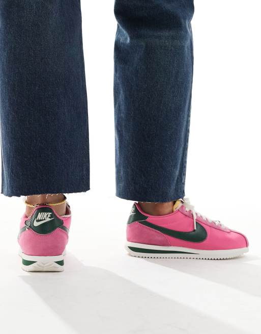 Nike Cortez sneakers in pink & green