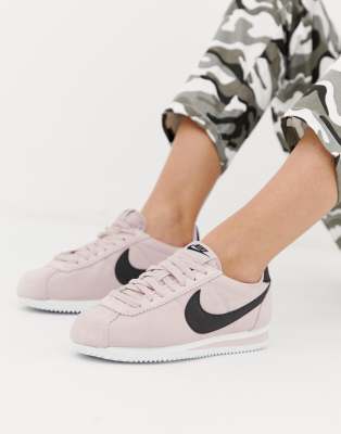 nike cortez trainers in pink nylon