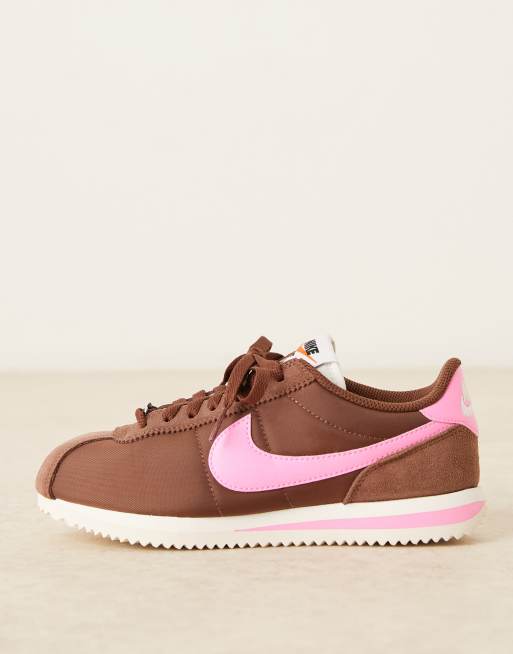 Nike - Cortez - Sneakers unisex in nylon marrone e rosa, 2 di 5