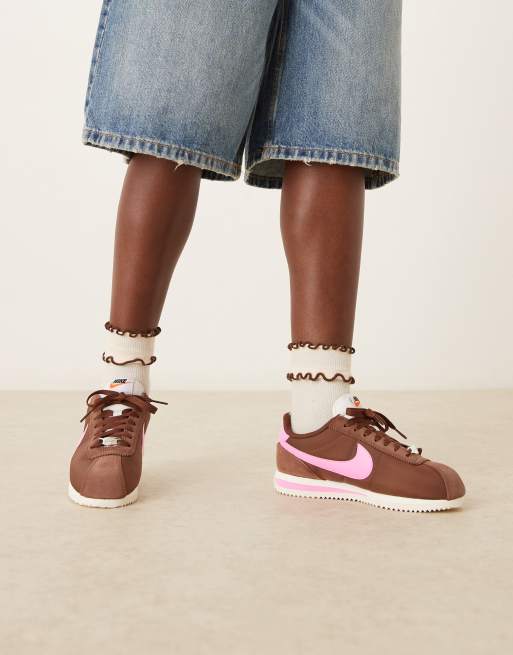 Nike - Cortez - Sneakers unisex in nylon marrone e rosa, 5 di 5
