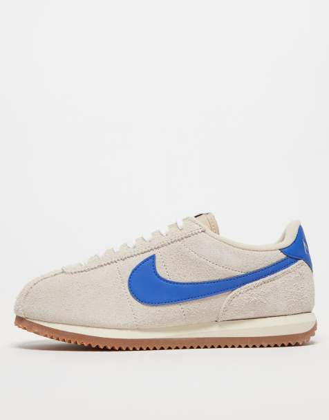 Nike Cortez suede trainers in light grey and blue - view 1