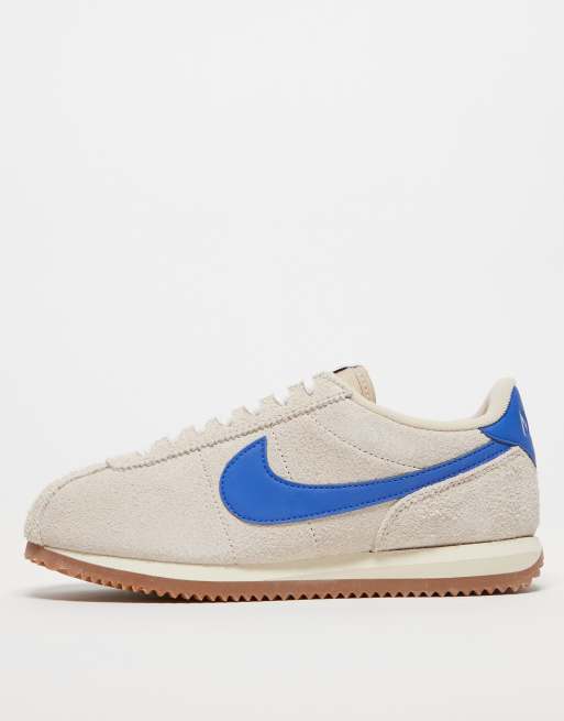 Nike Cortez suede trainers in light grey and blue