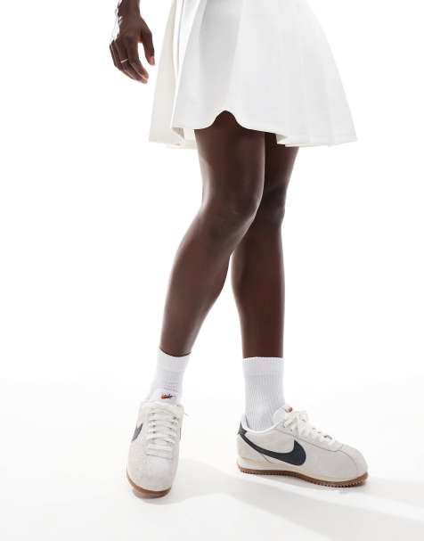 Nike Cortez suede trainers in white and black - view 1