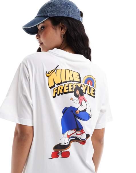 Nike Cortez - T-shirt met grafische print in wit - view 1