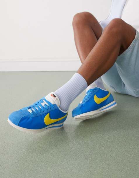 Nike Cortez Textile sneakers in blue and yellow - view 1
