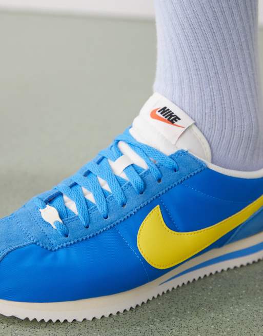 Nike Cortez Textile sneakers in blue and yellow