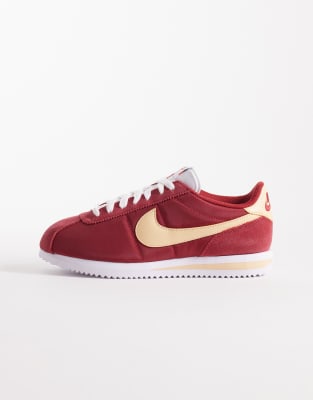 Nike Cortez Suede-panel Sneakers In Burgundy