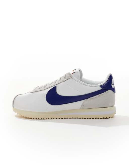 Nike Cortez Textile sneakers in white and blue | ASOS