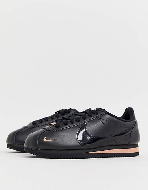 Nike Cortez Trainers In Black And Rose Gold | Asos