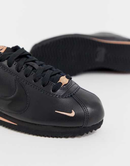 Nike classic cortez womens black and rose clearance gold