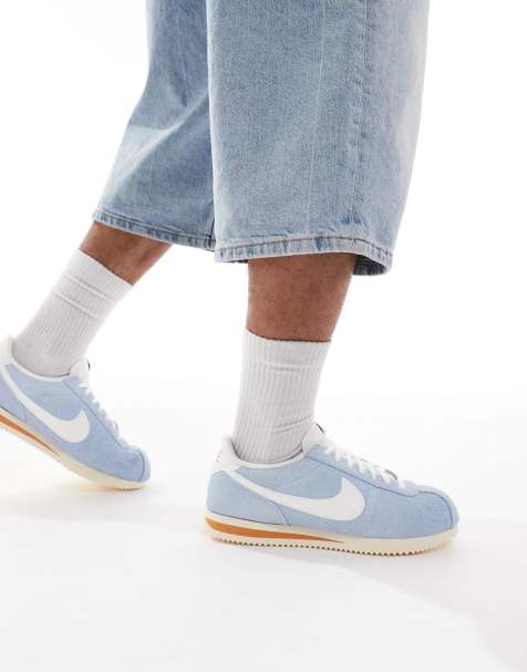 Nike Cortez trainers in sail and orange - view 1