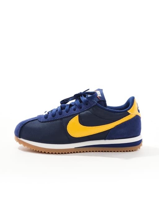Nike Cortez TXT Baskets Bleu marine/jaune ASOS