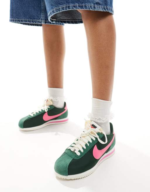 Nike – Cortez TXT – Buty sportowe unisex w ciemnozielonym i różowym kolorze 