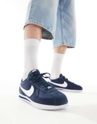 Nike Cortez Txt Sneakers In Navy And White