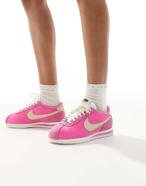 Nike Cortez TXT suede trainers in pink and grey - view 1
