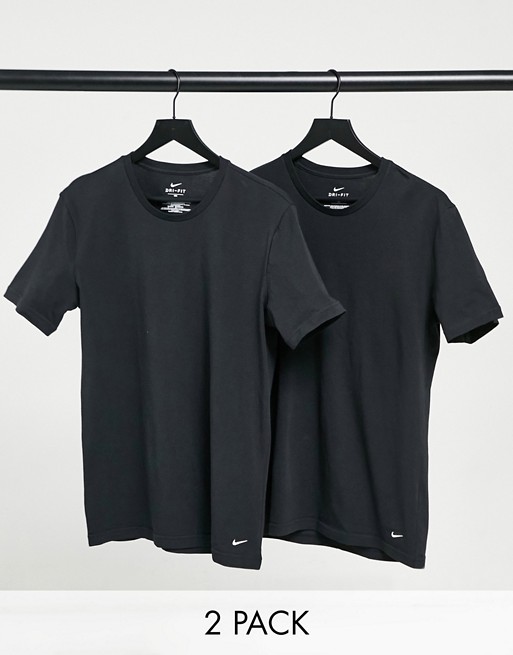 Nike Cotton Stretch 2 pack t-shirts in black