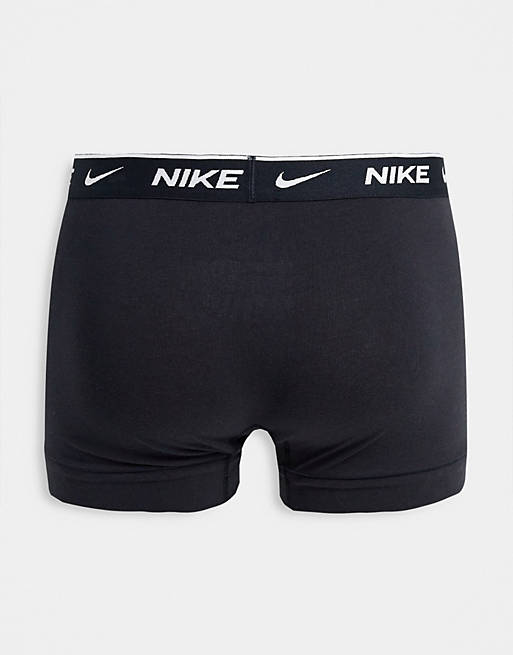  Underwear/Nike cotton stretch 3 pack trunks in black with coloured waistband 
