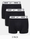 [Nike] Nike cotton stretch 3 pack trunks in black with white waistband XS BLACK