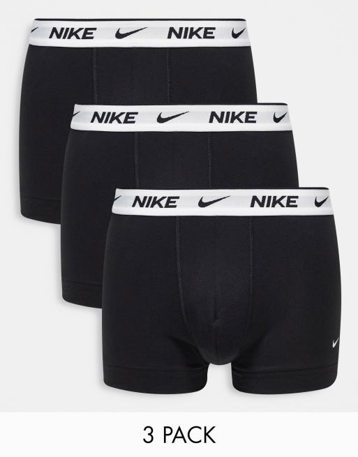  Nike cotton stretch 3 pack trunks in black with white waistband