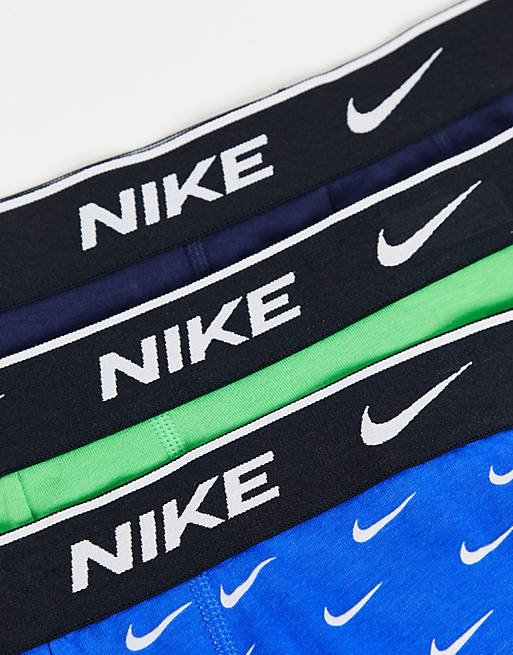 Underwear & Socks Underwear/Nike cotton stretch 3 pack trunks in mint/blue/navy 