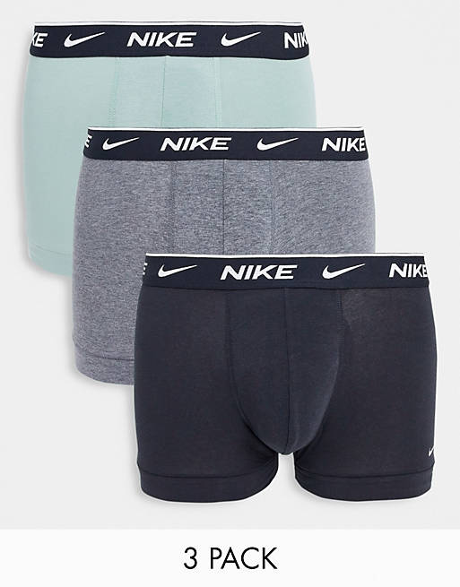 Underwear & Socks Underwear/Nike cotton stretch 3 pack trunks in mint/grey/black 