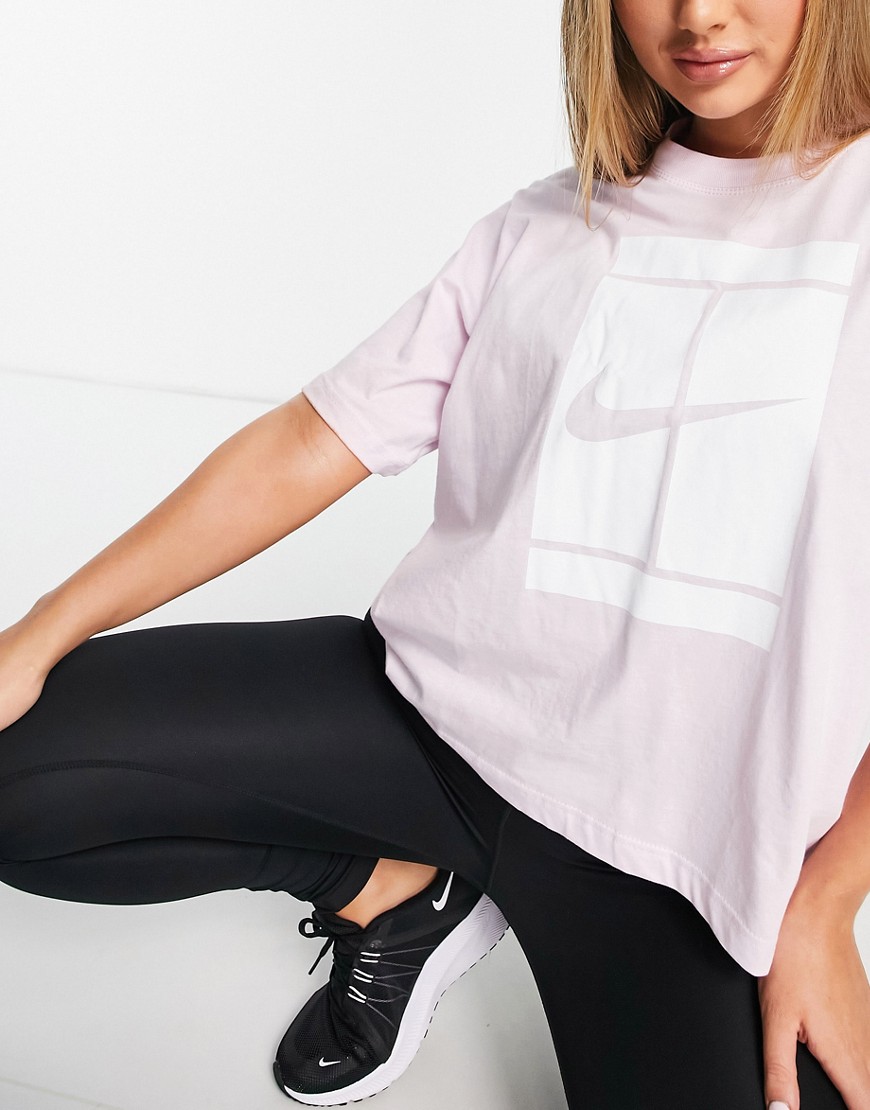 Nike Court boxy t-shirt in pale pink